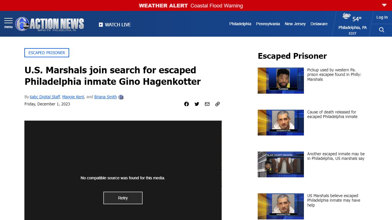 Escaped Philly inmate Gino Hagenkotter: U.S. Marshals search for ...